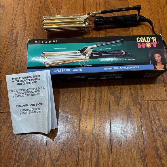 Triple-Barrel Hair Waver—-Belson Gold’N Hot - Picture 2 of 8